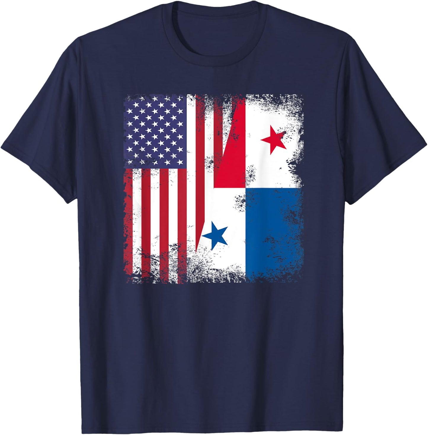 Half Panamanian Flag | Vintage Panama USA Gift T-Shirt - T-Shirt | Navy