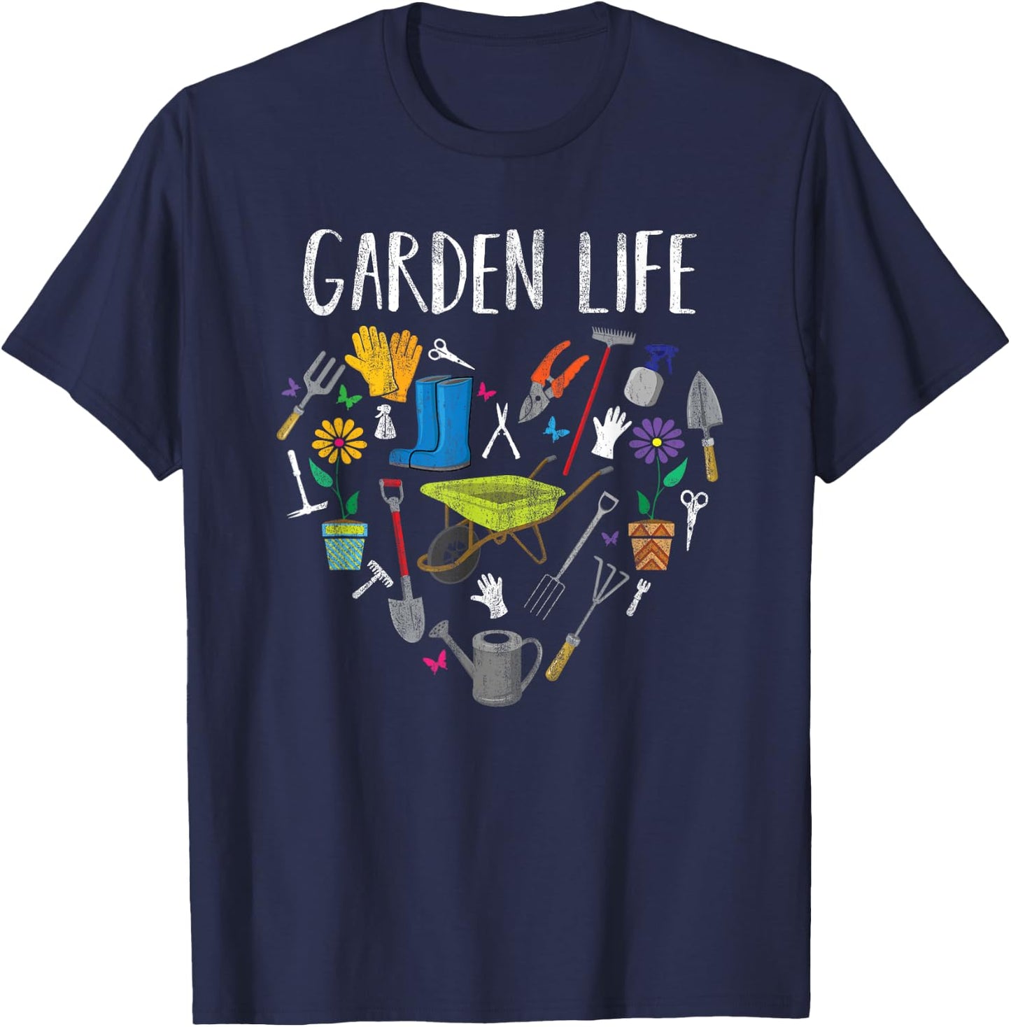 Funny Distressed Garden Life Gardening Love Gardening T-Shirt - T-Shirt | Navy