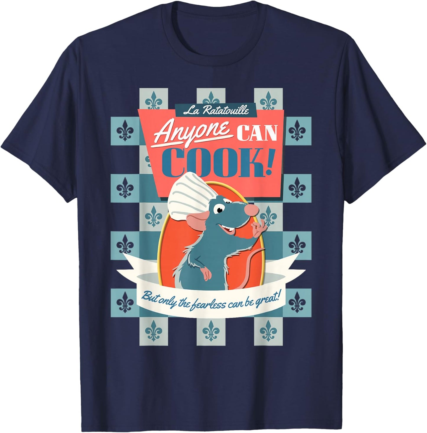 Disney Pixar Ratatouille Remy Anyone Can Cook Poster Small T-Shirt - T-Shirt | Navy