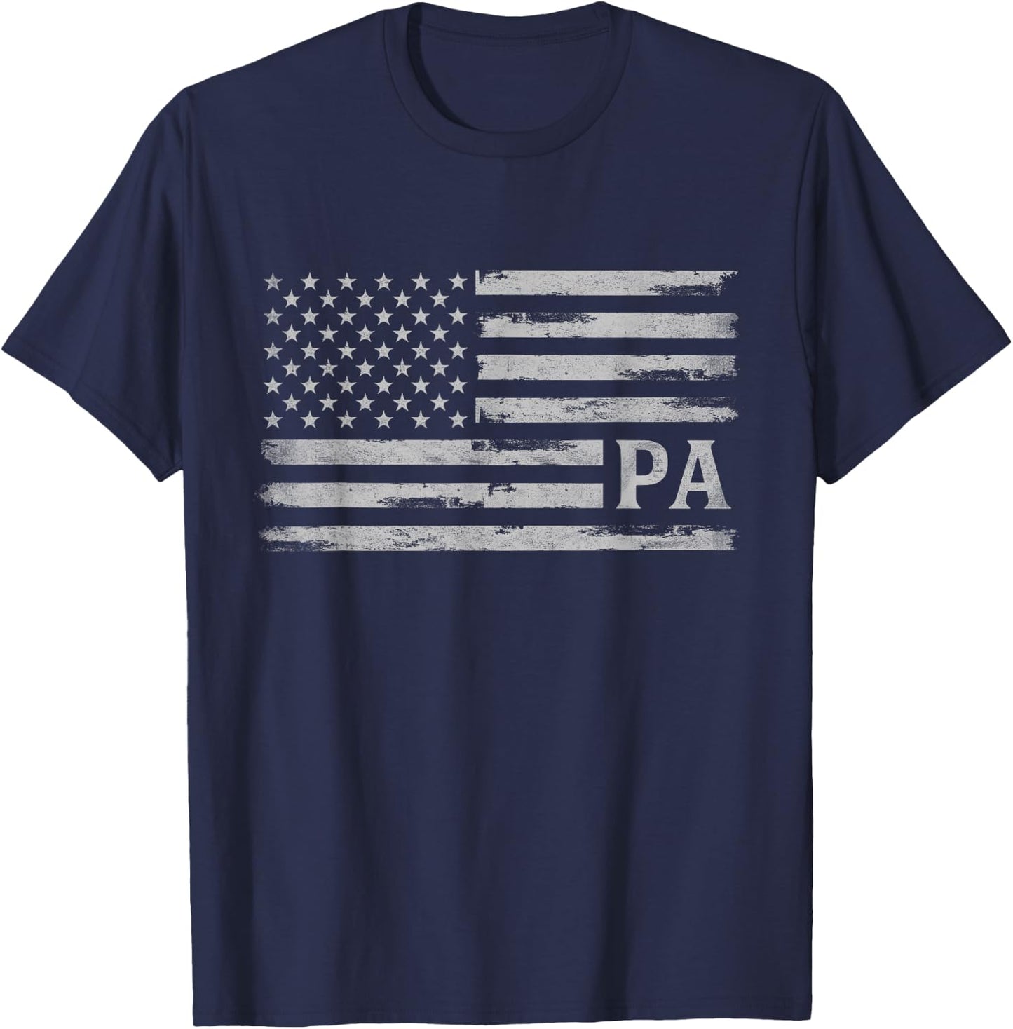 Pa Grey Vintage USA Flag Father's Day Dad T-Shirt - T-Shirt | Navy