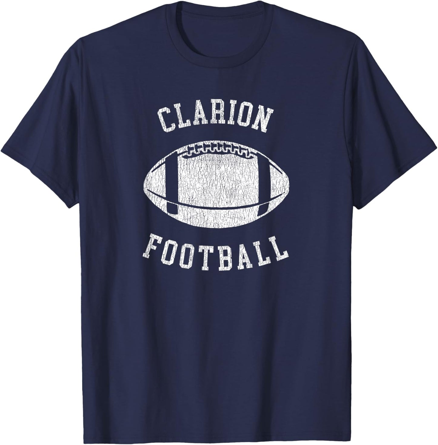 Clarion Football Distressed Vintage 80's Throwback Classic T-Shirt - T-Shirt | Navy