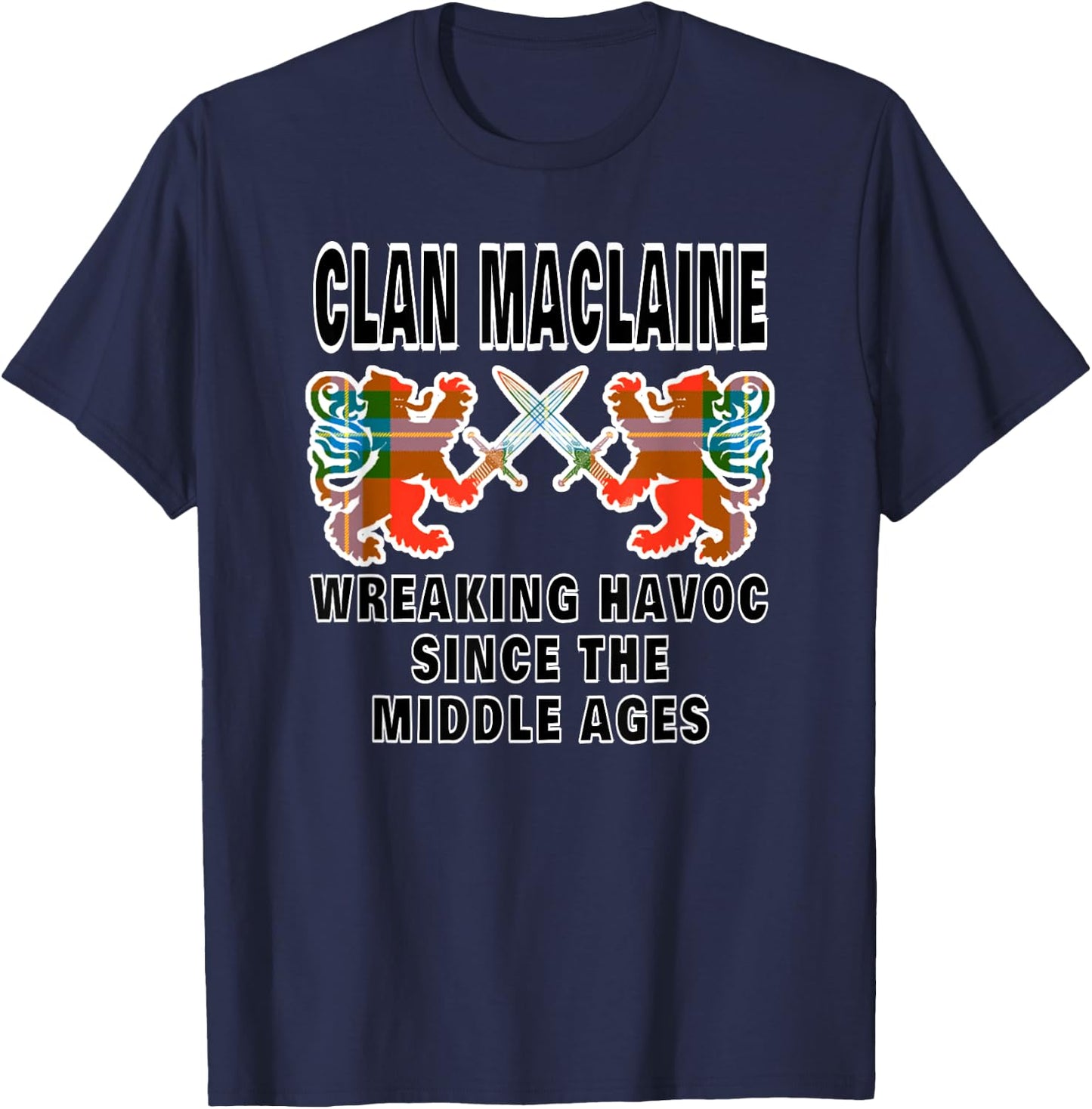 MacLaine Scottish Tartan Scotland Family Clan Name T-Shirt - T-Shirt | Navy