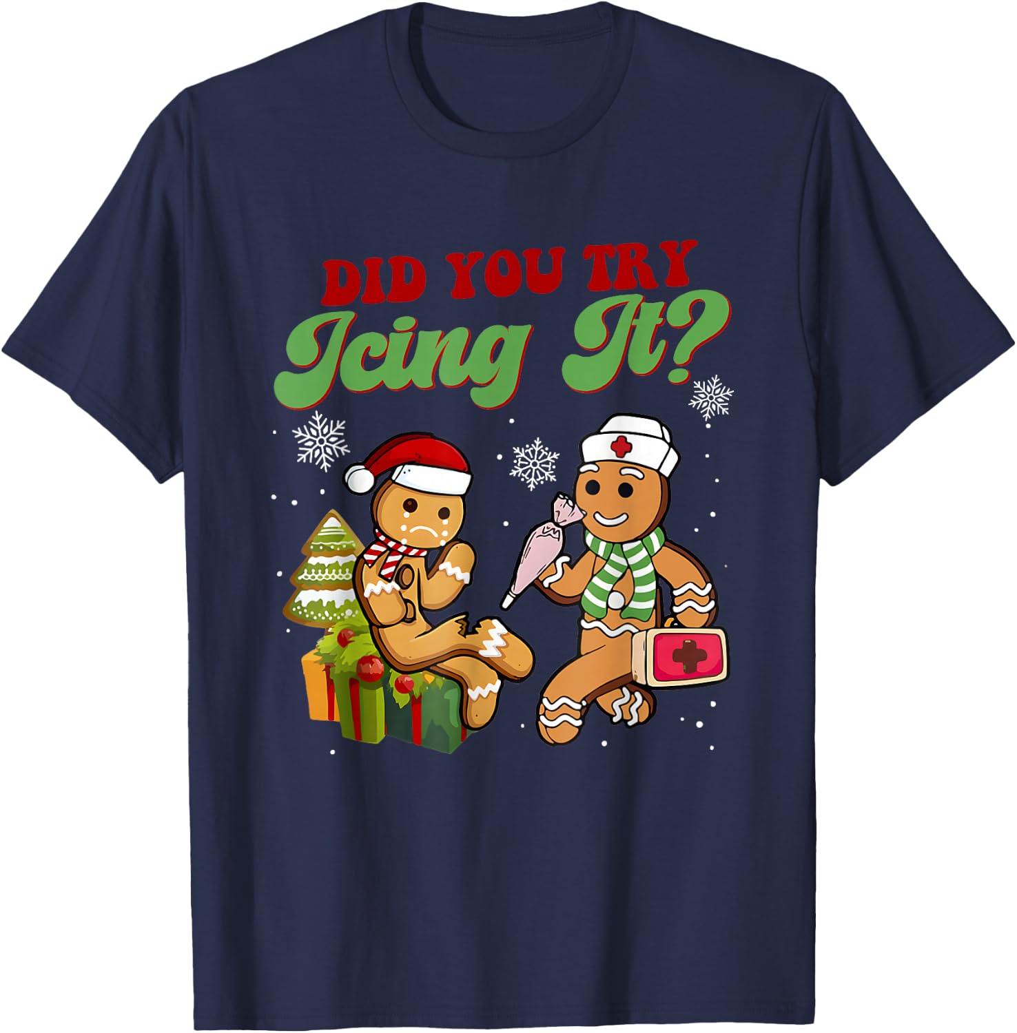 Ginger Cookies Did You Try Jcing It Christmas T-Shirt - T-Shirt | Navy