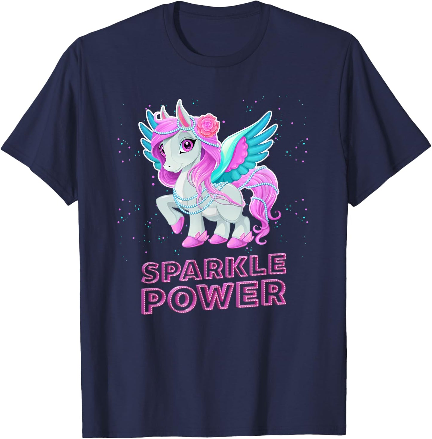 Cute Pegasus Adorable Girls Gift T-Shirt - T-Shirt | Navy