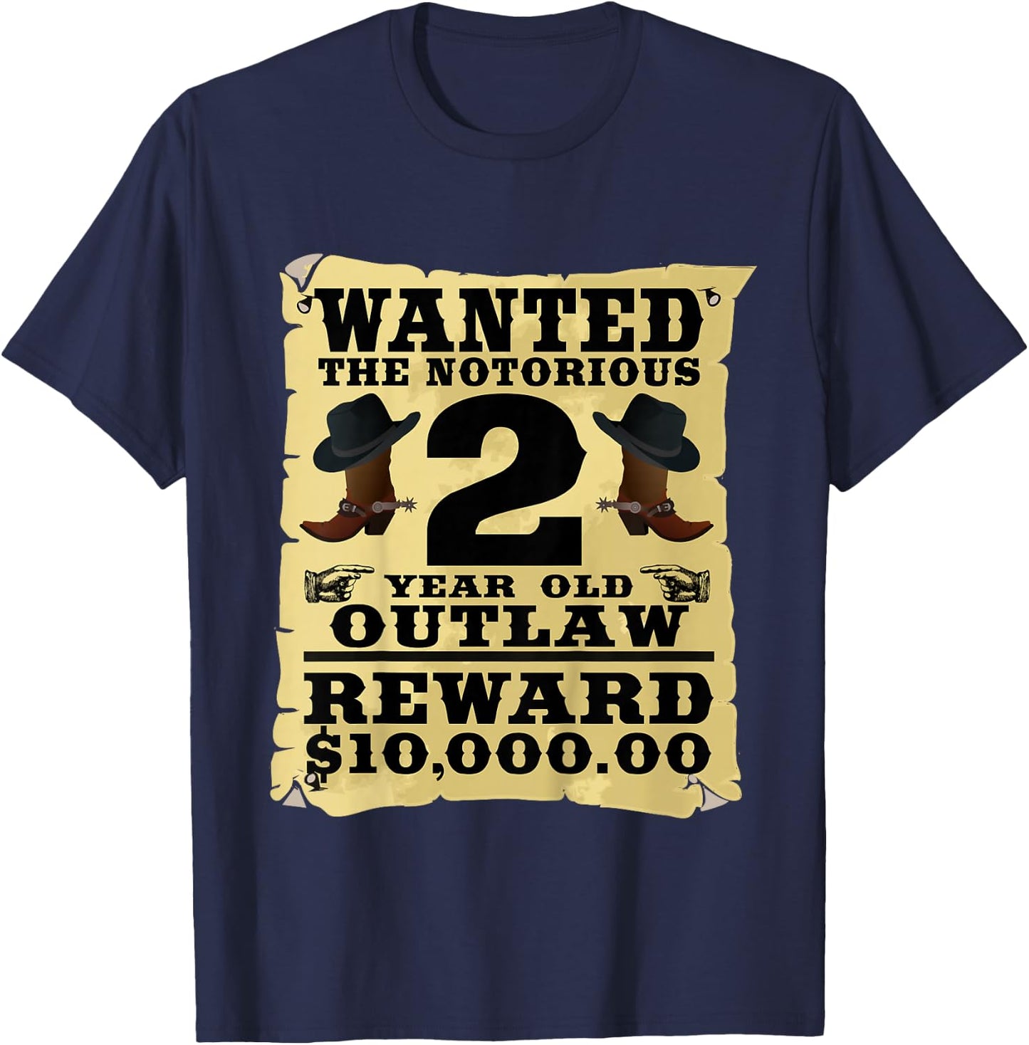 Kids 2 Year Old Cowboy Birthday Party Wild West Western 2nd Gift T-Shirt - T-Shirt | Navy