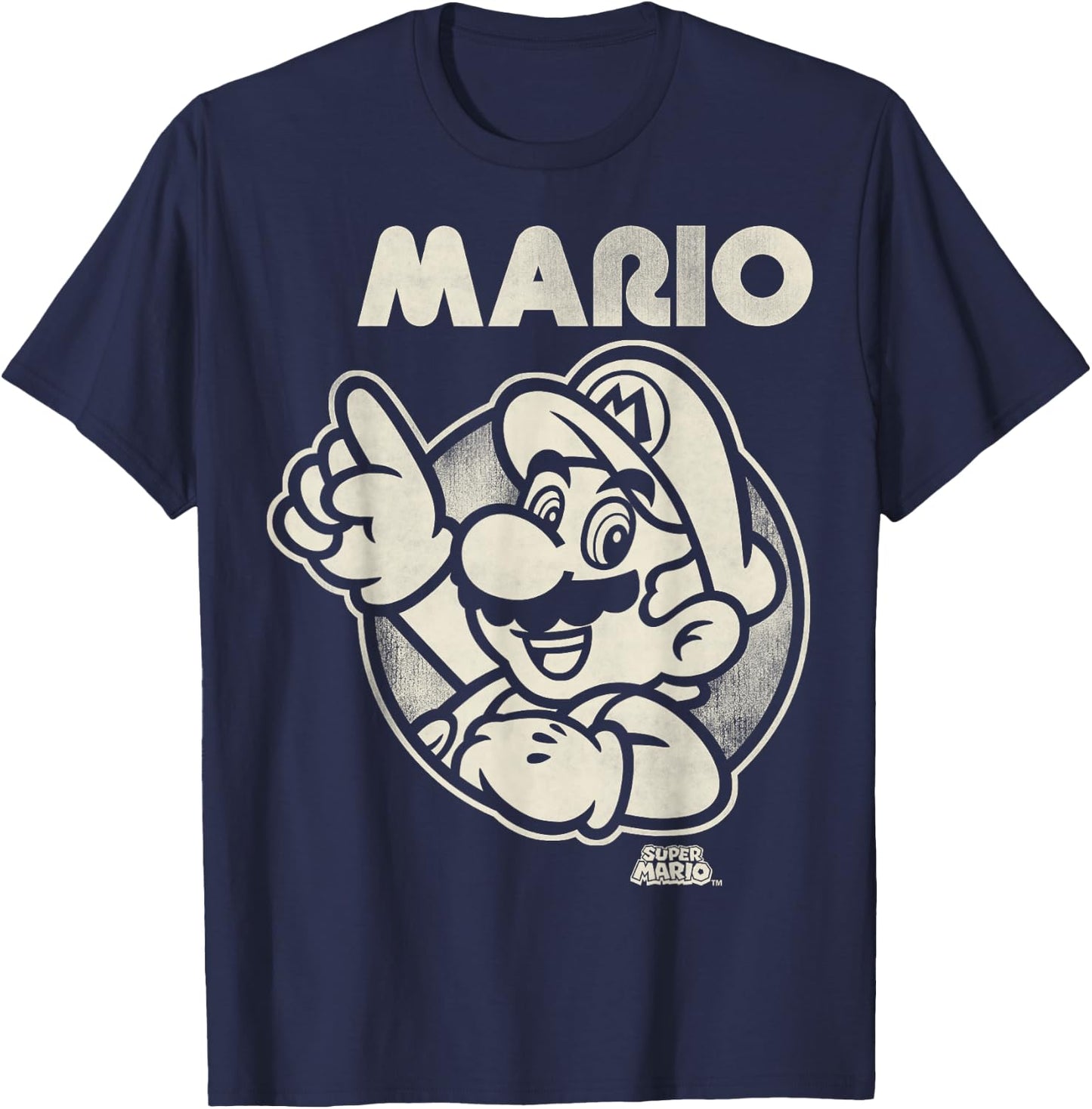 Super Mario Classic Black And White Graphic T-Shirt - T-Shirt | Navy