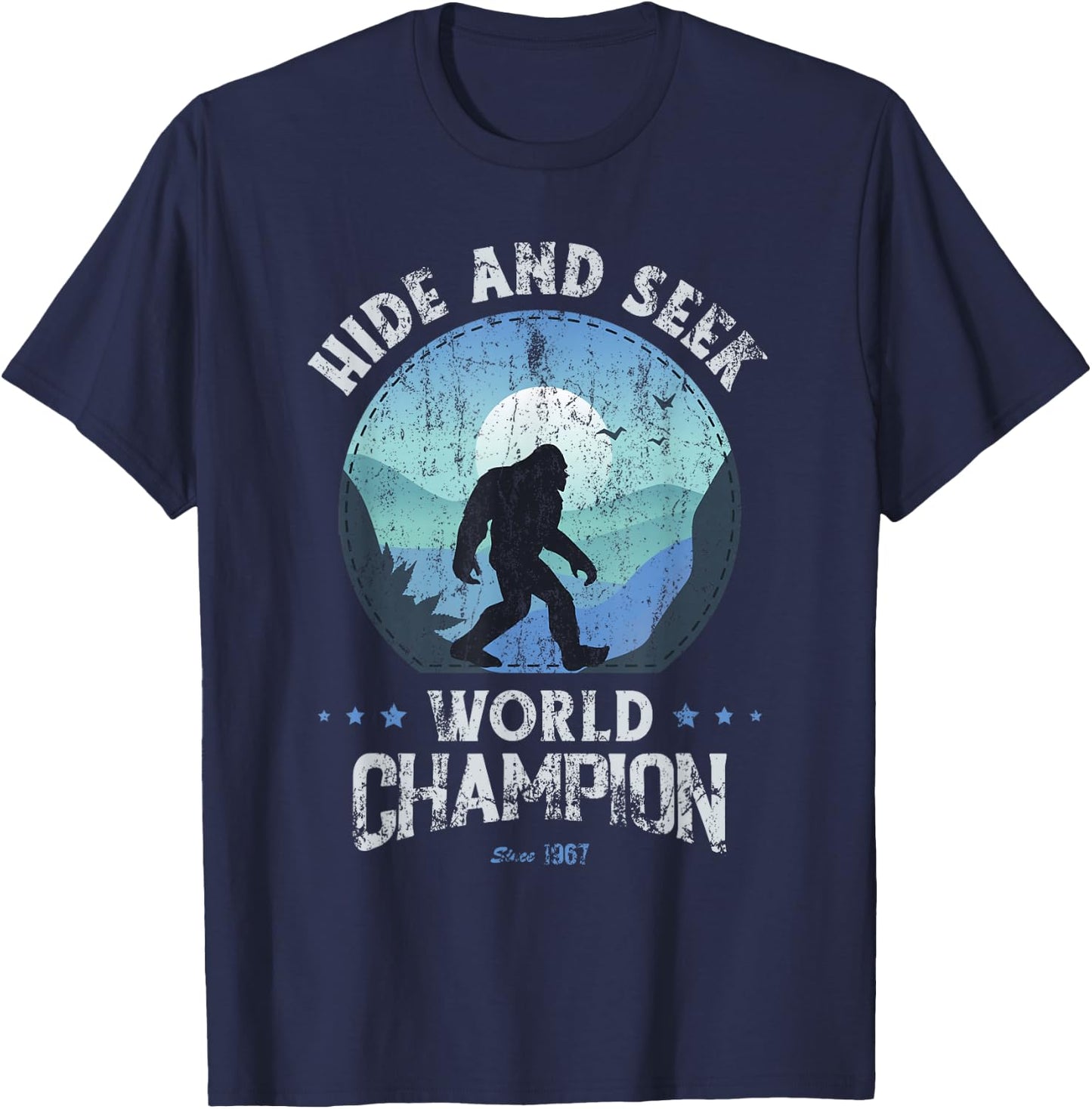Bigfoot Shirt Hide and Seek, Bigfoot Hide and Seek Champion T-Shirt - T-Shirt | Navy