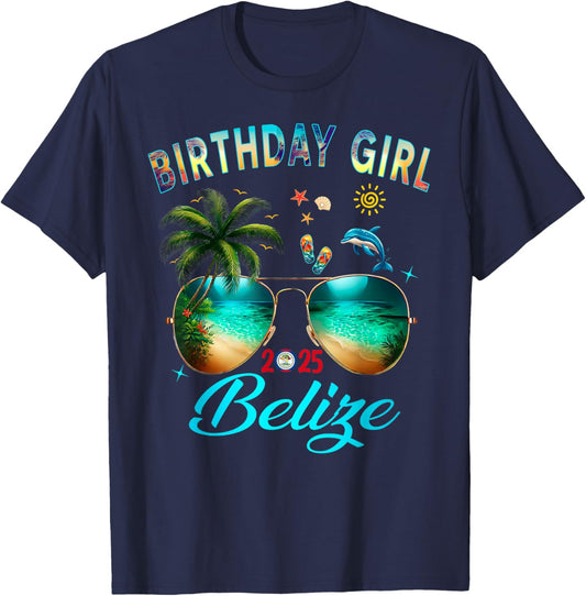 Belize Birthday Besties Trip 2025 Vacay T-Shirt - T-Shirt | Navy