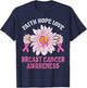 Faith Hope Love Breast Cancer Awareness Flower Pink Ribbon T-Shirt - T-Shirt | Navy