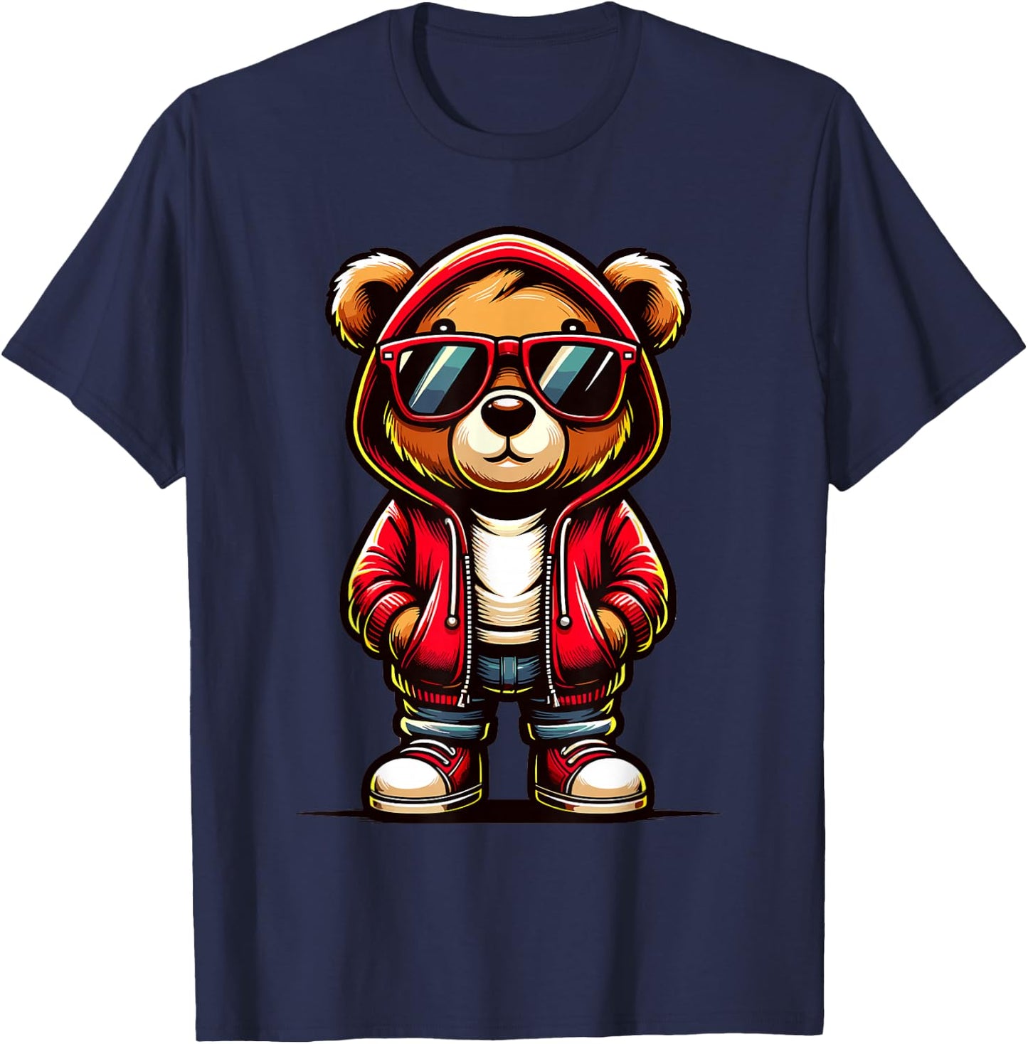 Teddy Bear Graphic Bears Cool Hip Hop Streetwear Colorful T-Shirt - T-Shirt | Navy