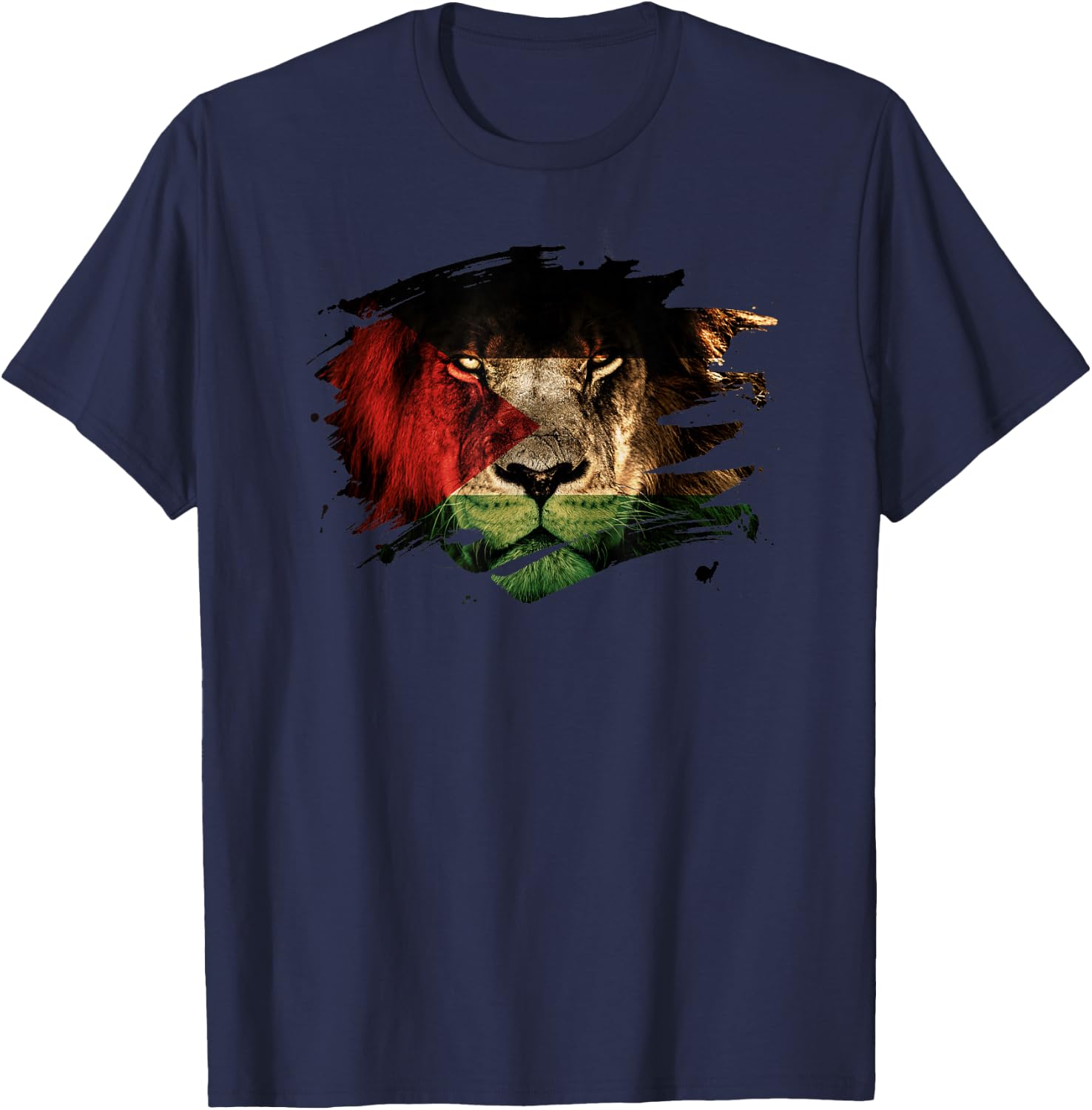 Palestine Flag and Lion - Palestinian Pride T-Shirt - T-Shirt | Navy