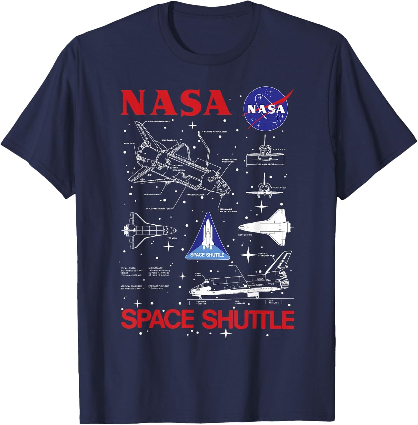 NASA Space Shuttle Schematic Blue Print T-Shirt - T-Shirt | Navy