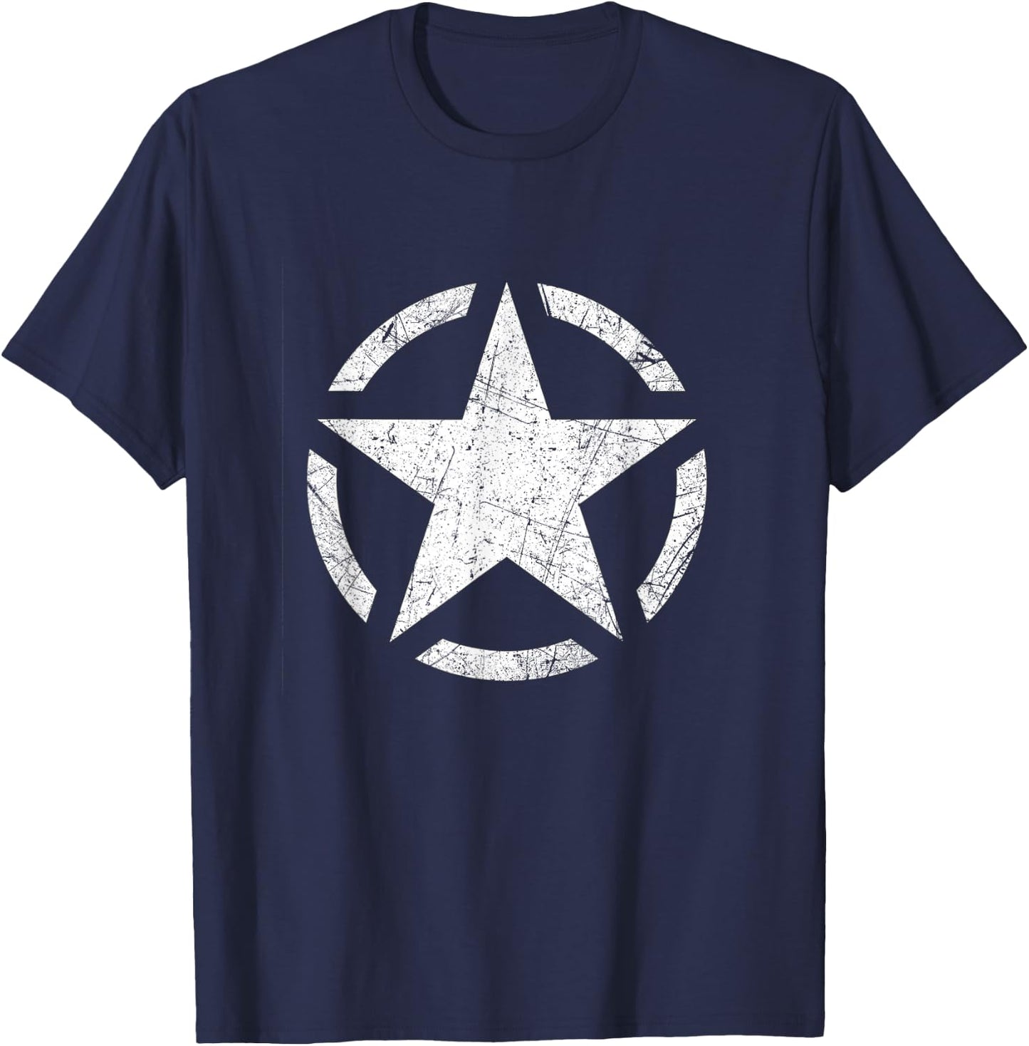 Distressed Vintage WWII US Army Star T Shirt T-Shirt - T-Shirt | Navy