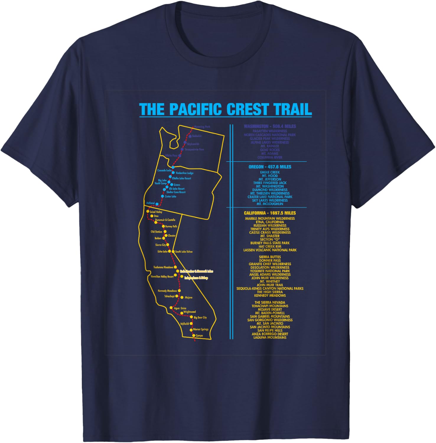 Pacific Crest Trail thru hiking shirt gift T-Shirt - T-Shirt | Navy