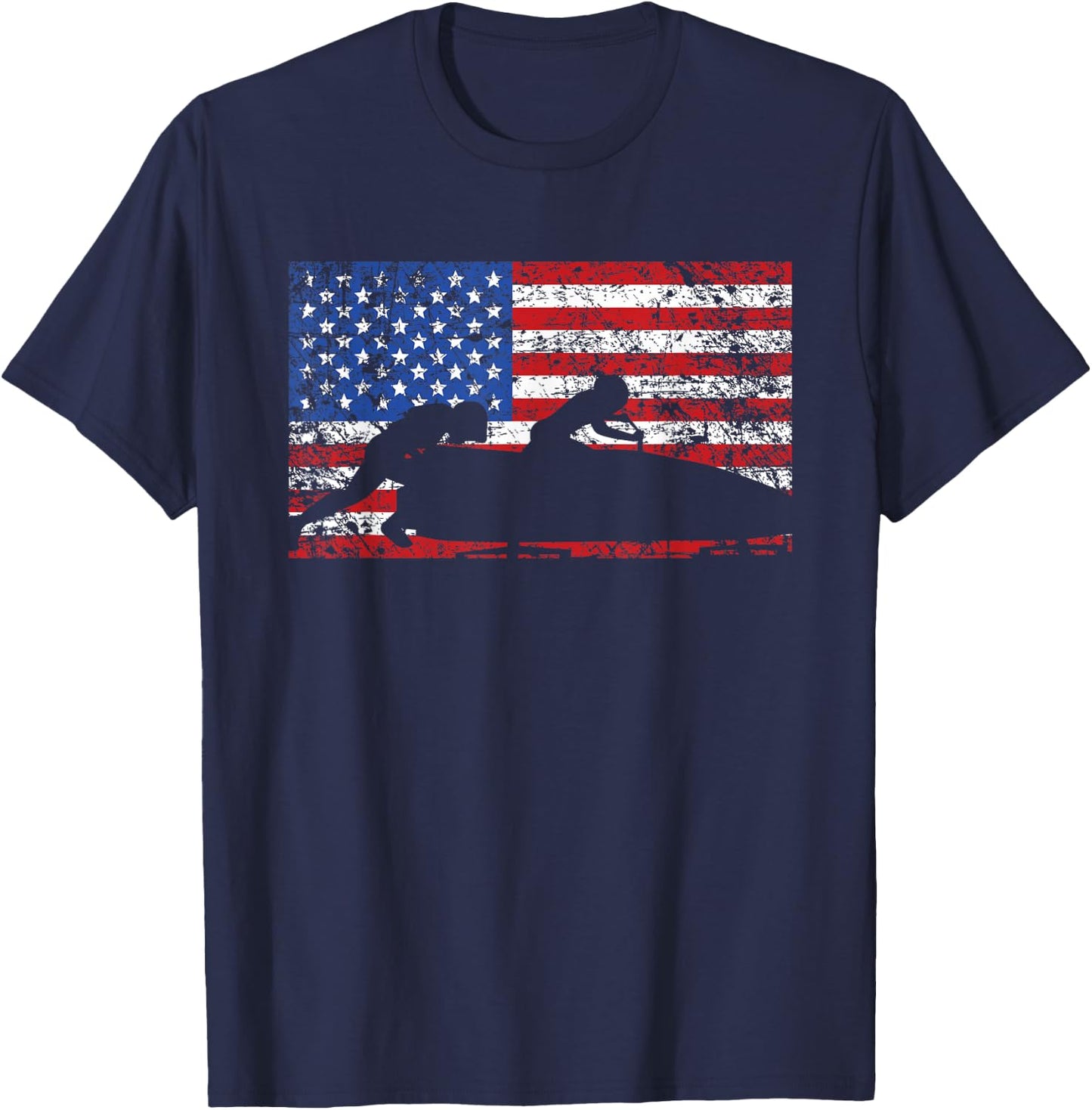 American Flag Bobsledding , USA Gift, Bobsled Team T-Shirt - T-Shirt | Navy