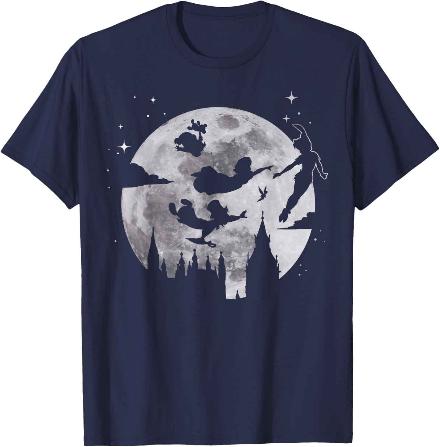 Disney Peter Pan Flying By The Moon Silhouette T-Shirt - T-Shirt | Navy