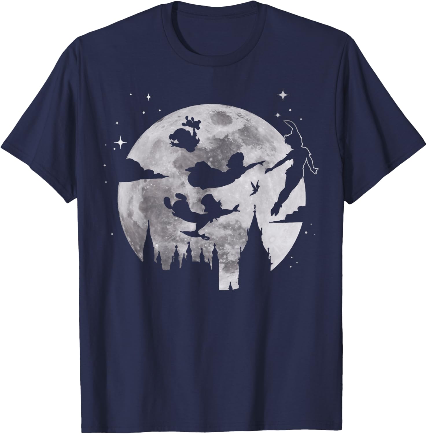 Disney Peter Pan Flying By The Moon Silhouette T-Shirt - T-Shirt | Navy