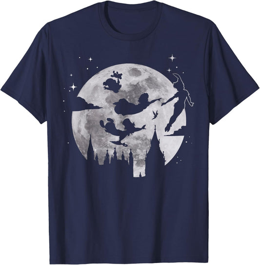 Disney Peter Pan Flying By The Moon Silhouette T-Shirt - T-Shirt | Navy