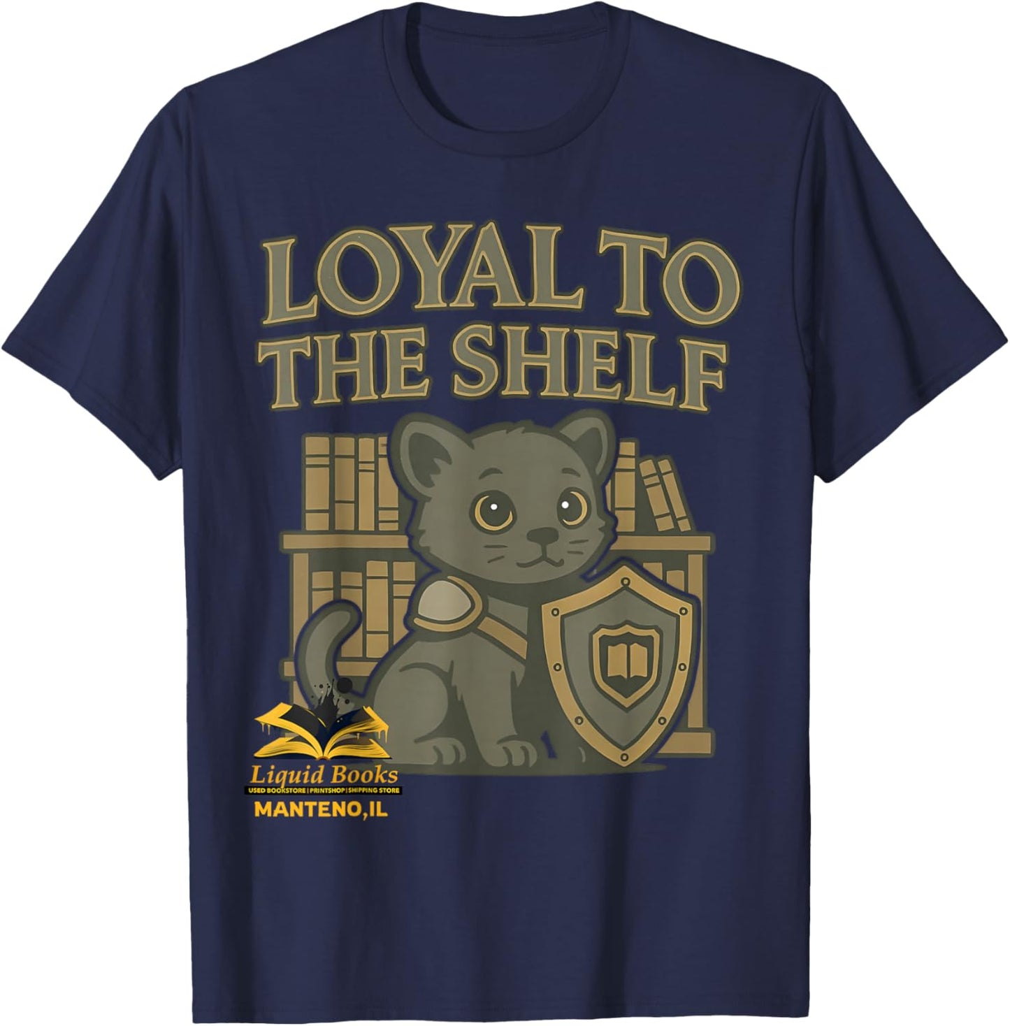 Loyal to the Shelf Funny Knight Black Panther Book Lover T-Shirt - T-Shirt | Navy