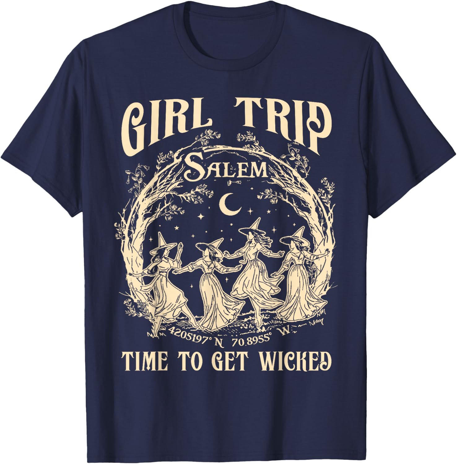 Retro Girls Trip Salem 1692 They Missed One Witch Halloween T-Shirt - T-Shirt | Navy