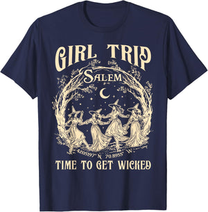 Retro Girls Trip Salem 1692 They Missed One Witch Halloween T-Shirt - T-Shirt | Navy
