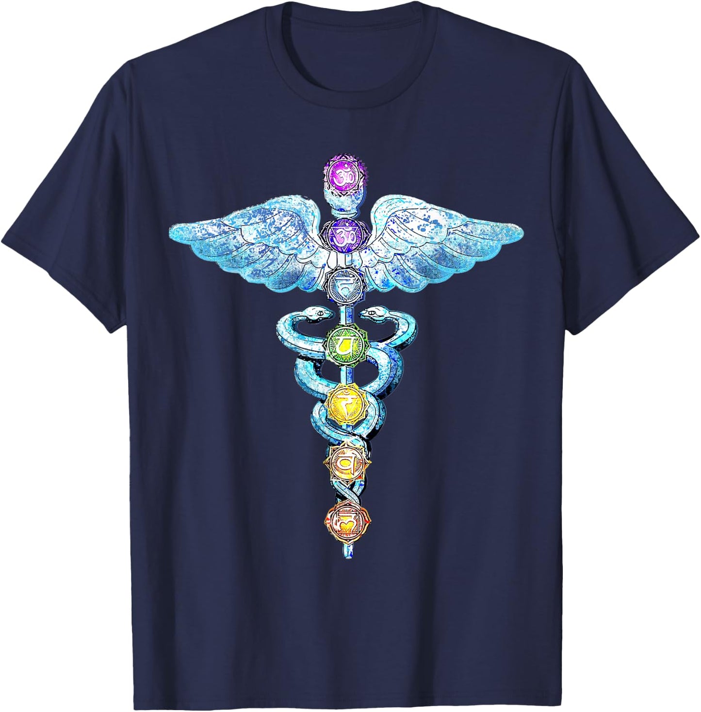 Kundalini Snake Chakras Healing Energy Rising, Meditation T-Shirt - T-Shirt | Navy