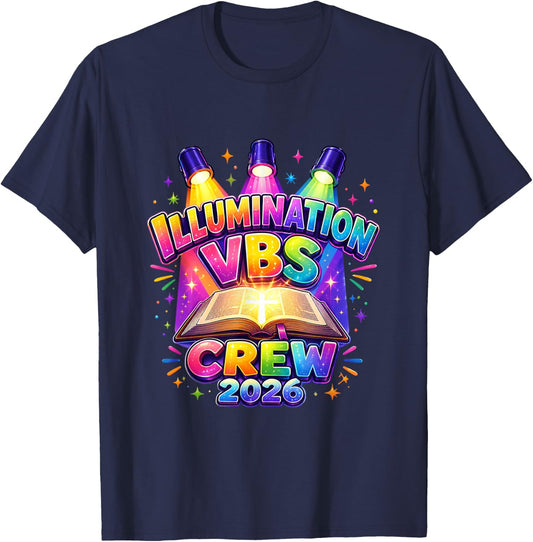 Cute Illumination VBS Crew 2026 Teacher Summer Camp T-Shirt - T-Shirt | Navy