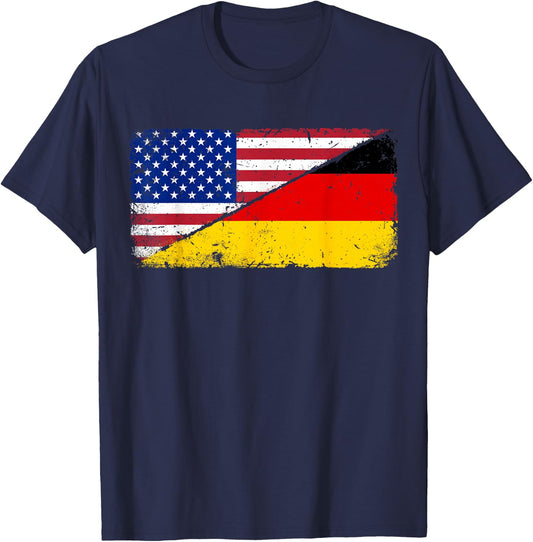 German American Flag T shirt Oktoberfest Men Deutschland USA T-Shirt - T-Shirt | Navy