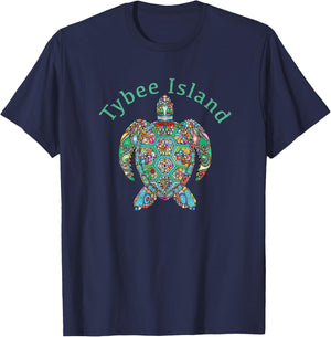 Tybee Island Tribal Turtle T-Shirt - T-Shirt | Navy