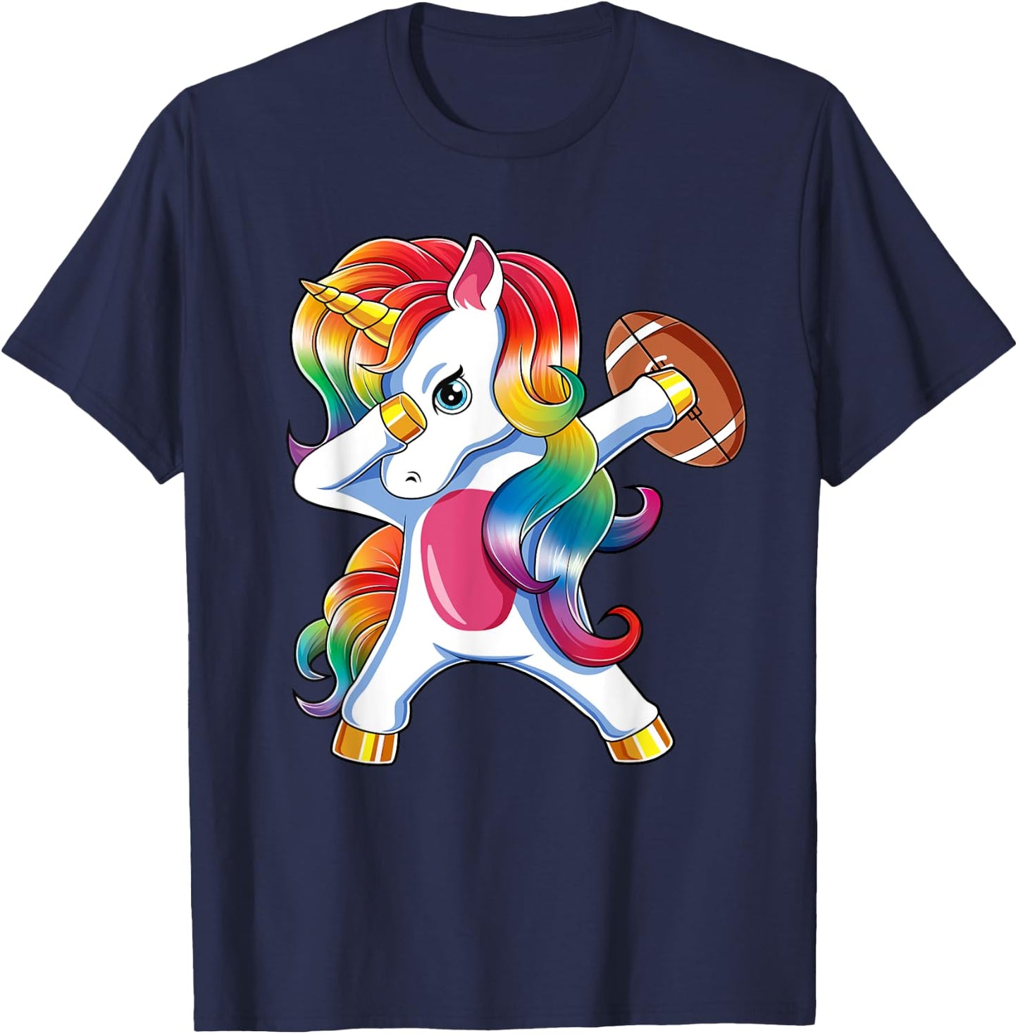 Dabbing Unicorn Funny Football For Girls Women T-Shirt - T-Shirt | Navy