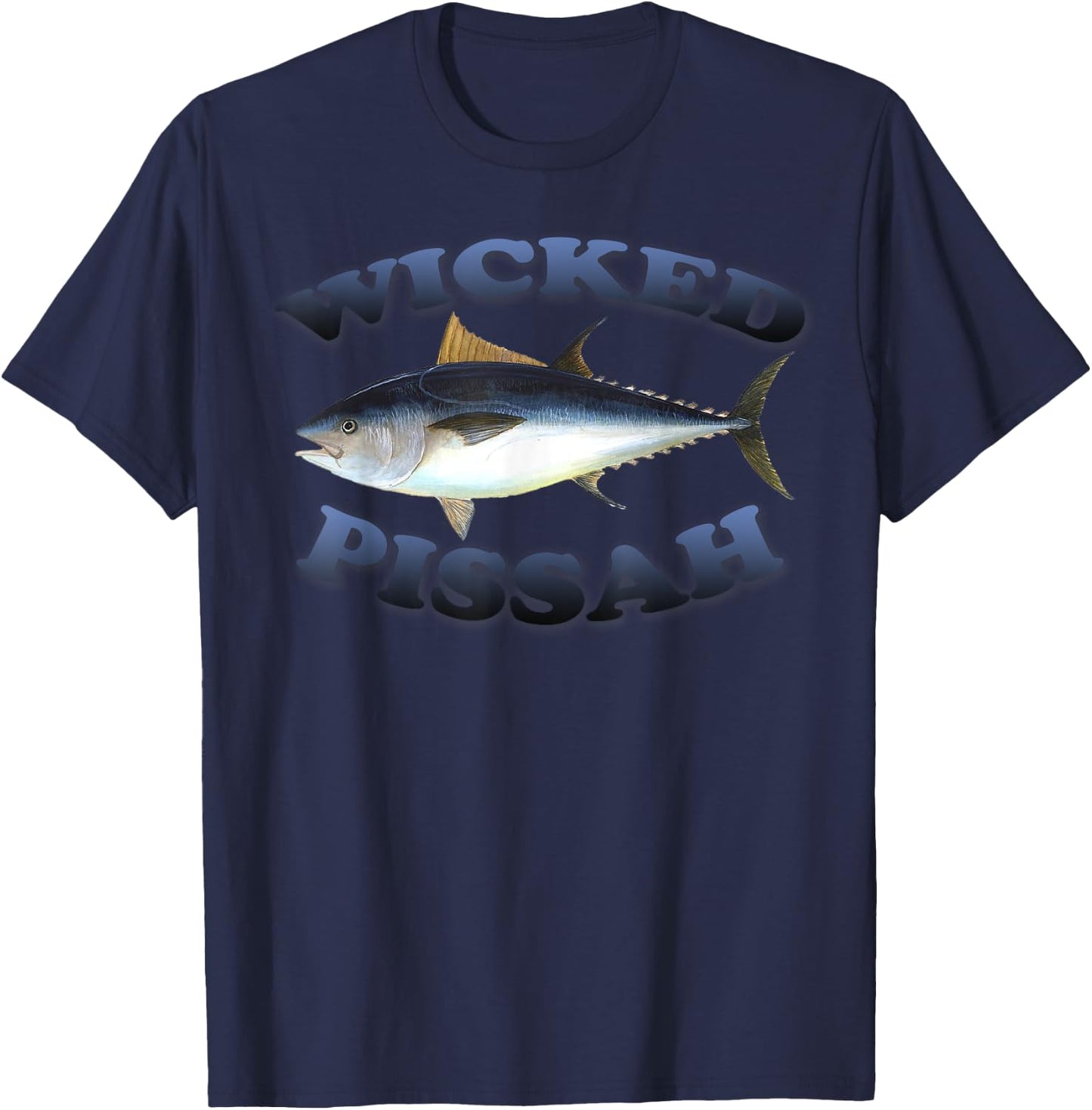 Wicked Pissah Bluefin Tuna Fish Illustration Fishing Angler T-Shirt - T-Shirt | Navy