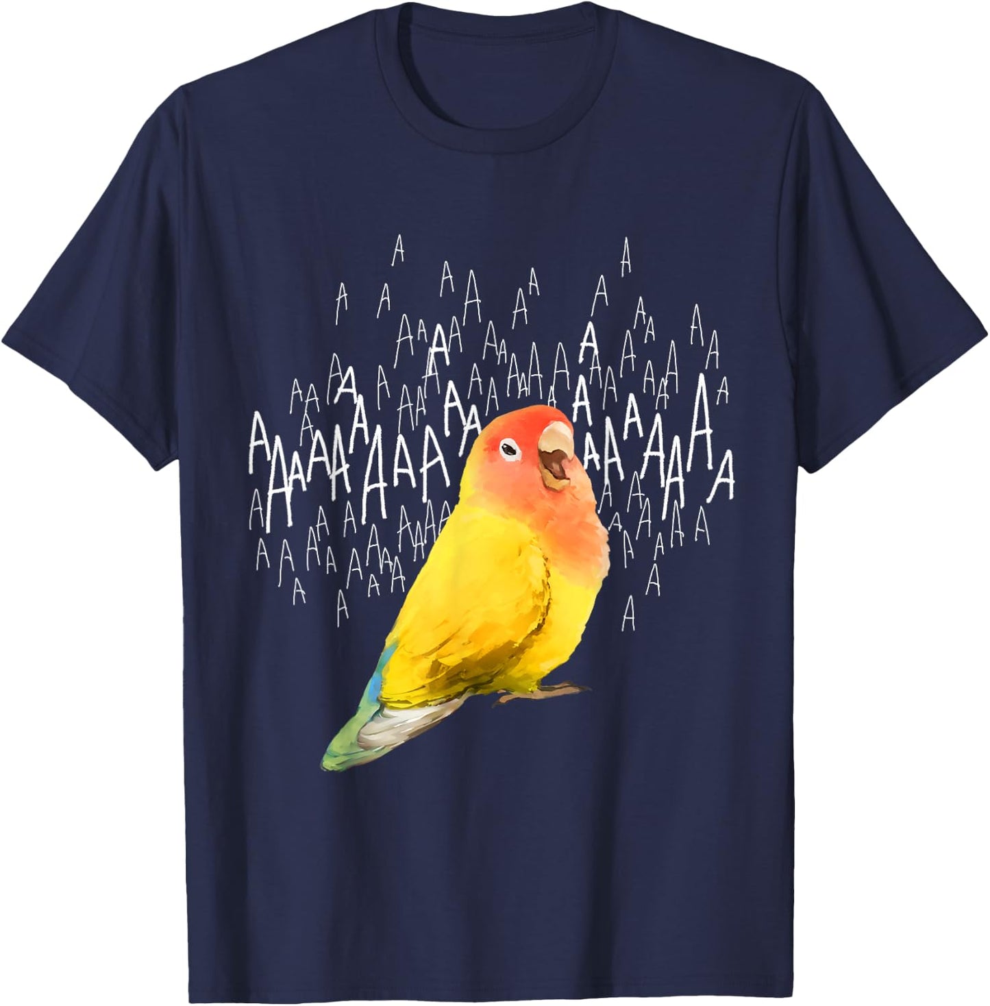 Screaming Lovebird (Yellow Peachfaced) T-Shirt - T-Shirt | Navy