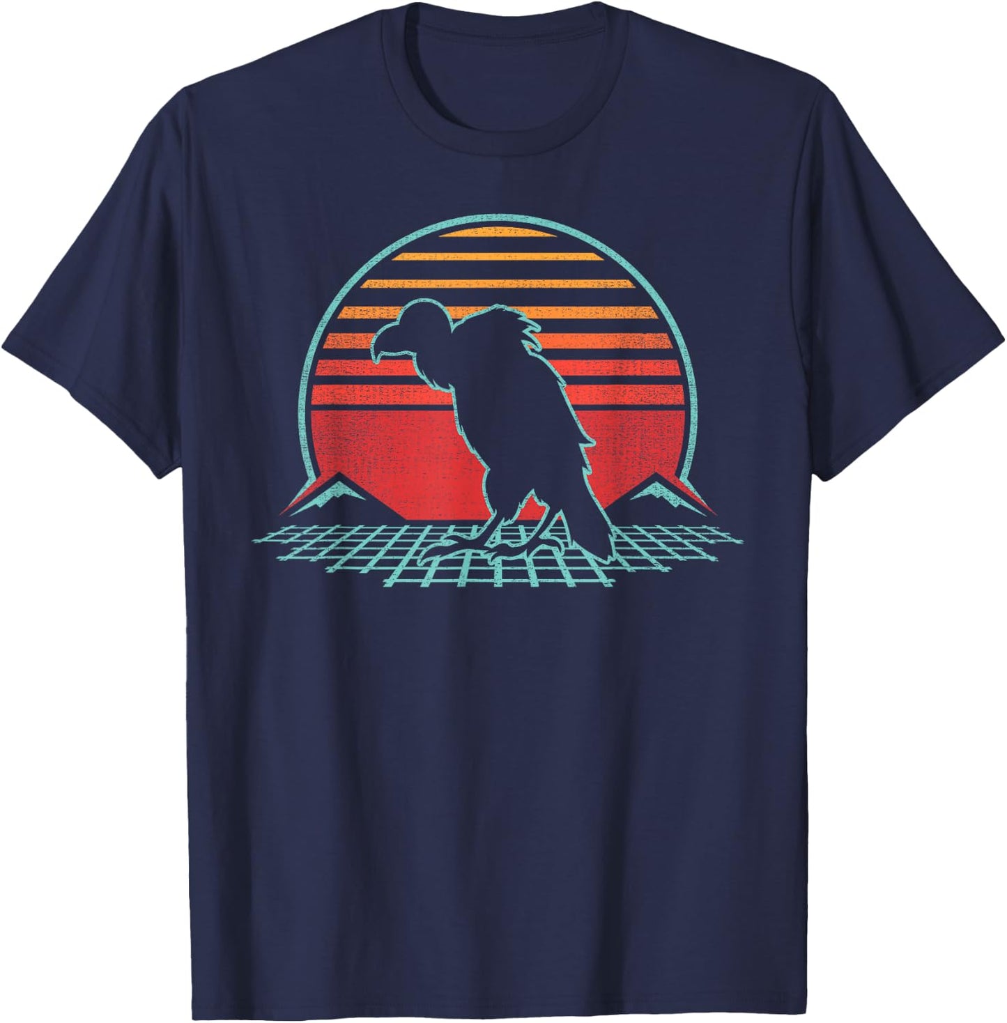 Vulture Lover Bird Animal Retro Vintage 80s Style T-Shirt - T-Shirt | Navy