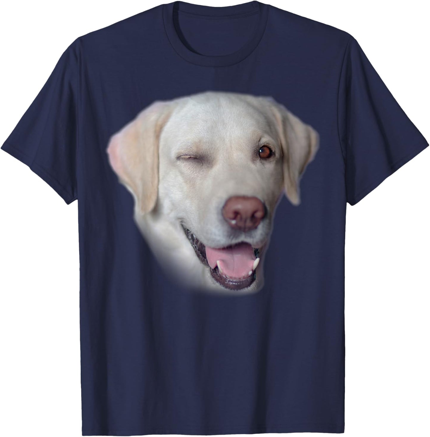 Yellow Labrador Fetch Dog Face T-Shirt - T-Shirt | Navy