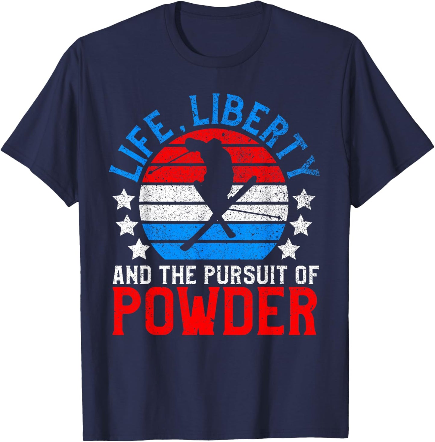 American Ski Shirt Funny Skier & Skiing Lover July 4th Gift Kids Men T-Shirt - T-Shirt | Navy