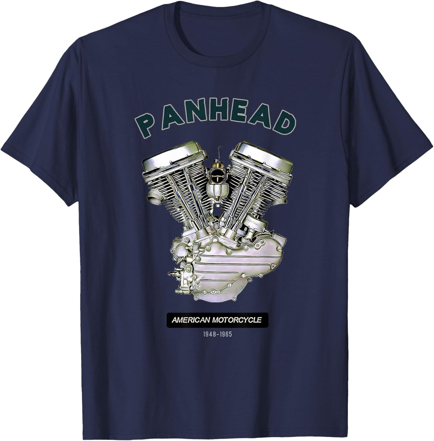 HD PanHead Retro V-Twin Engine Motorcycle 48 -65 biker gear T-Shirt - T-Shirt | Navy