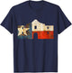 Texas Alamo wrapped in a rustic Texas flag T-Shirt - T-Shirt | Navy