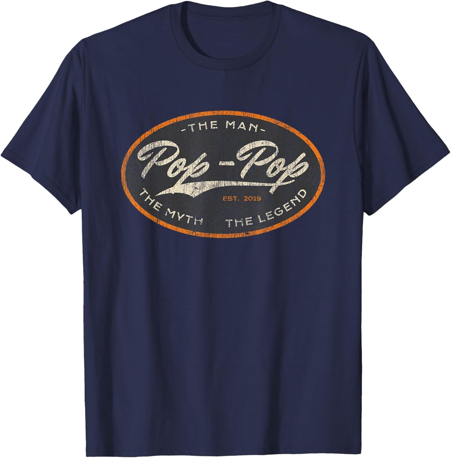 Vintage Pop Pop New Grandpa Est. 2019 The Man Myth Legend T-Shirt - T-Shirt | Navy