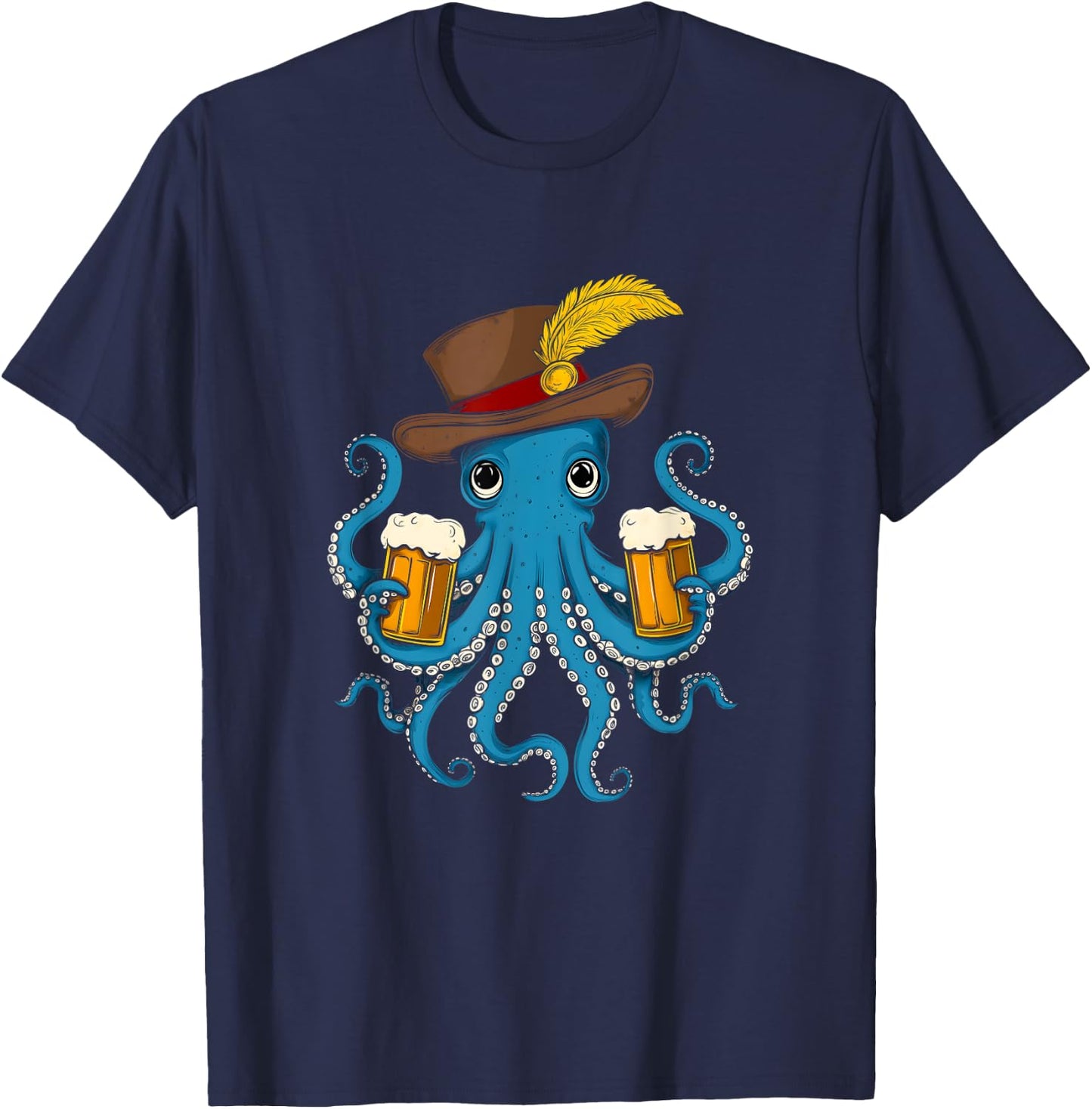 German Octopus Oktoberfest Funny Bavarian Festival Men Women T-Shirt - T-Shirt | Navy