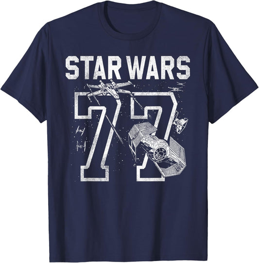 Star Wars '77 Collegiate Jersey Dog Fight Graphic T-Shirt - T-Shirt | Navy