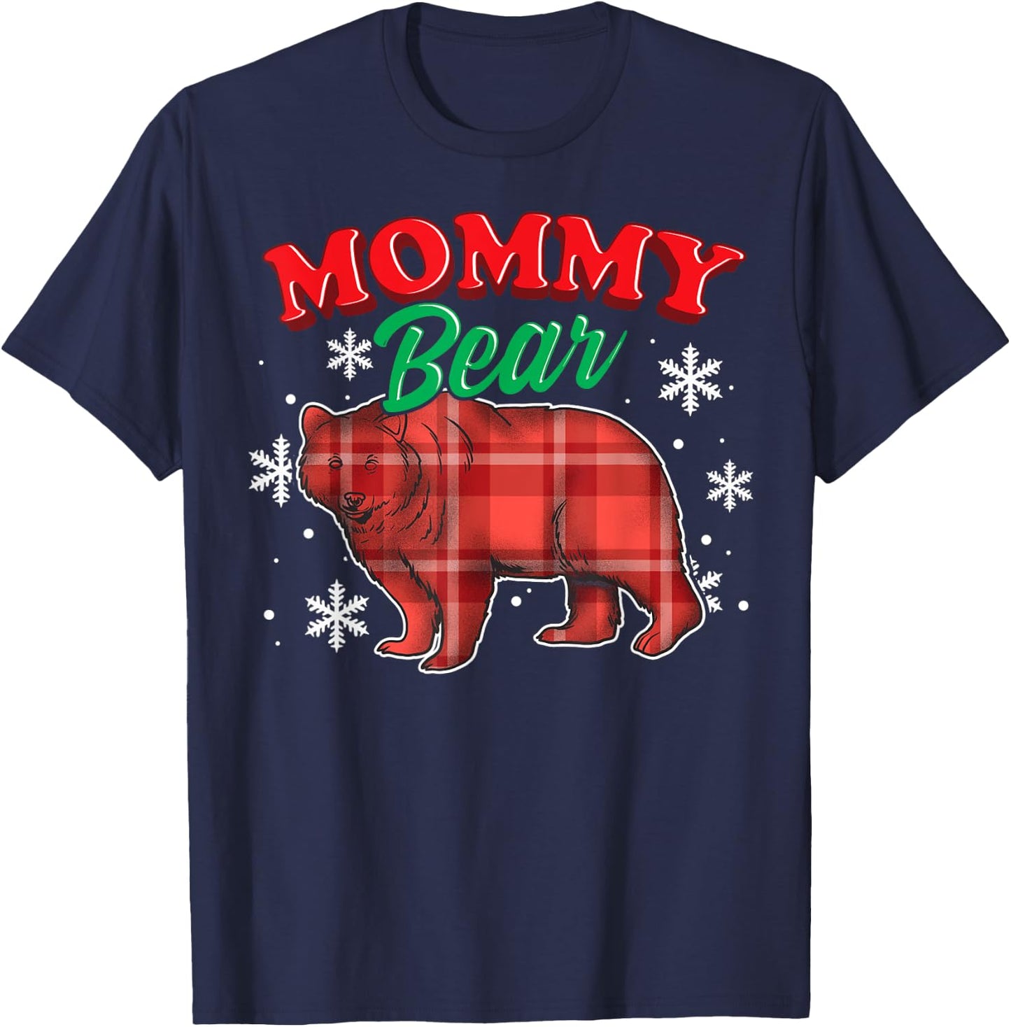 Mommy Bear Shirt Buffalo Plaid Gift Matching Bear Family T-Shirt - T-Shirt | Navy