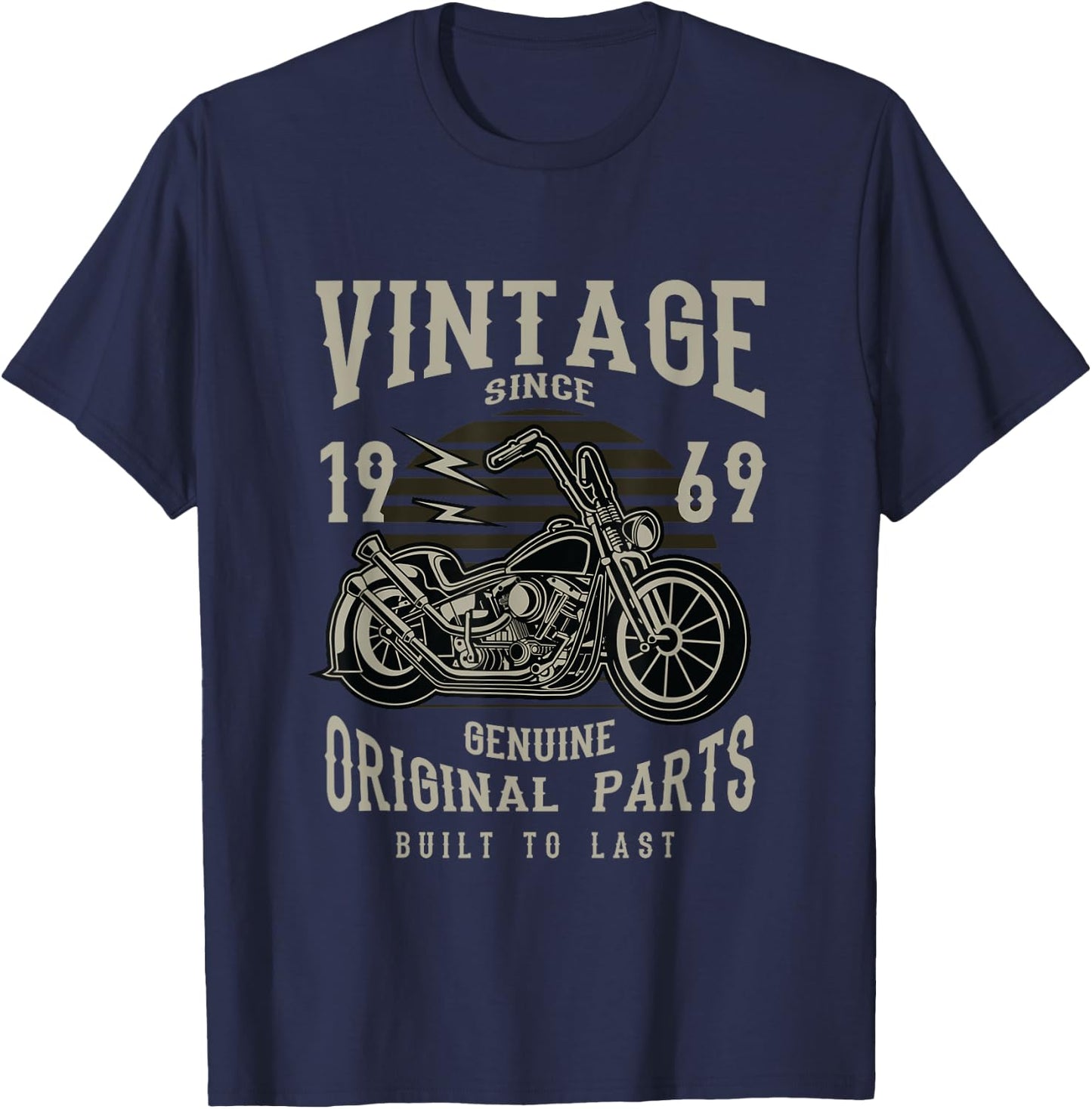 1969 Birthday Retirement Vintage Retro Motorcycle Chopper T-Shirt - T-Shirt | Navy