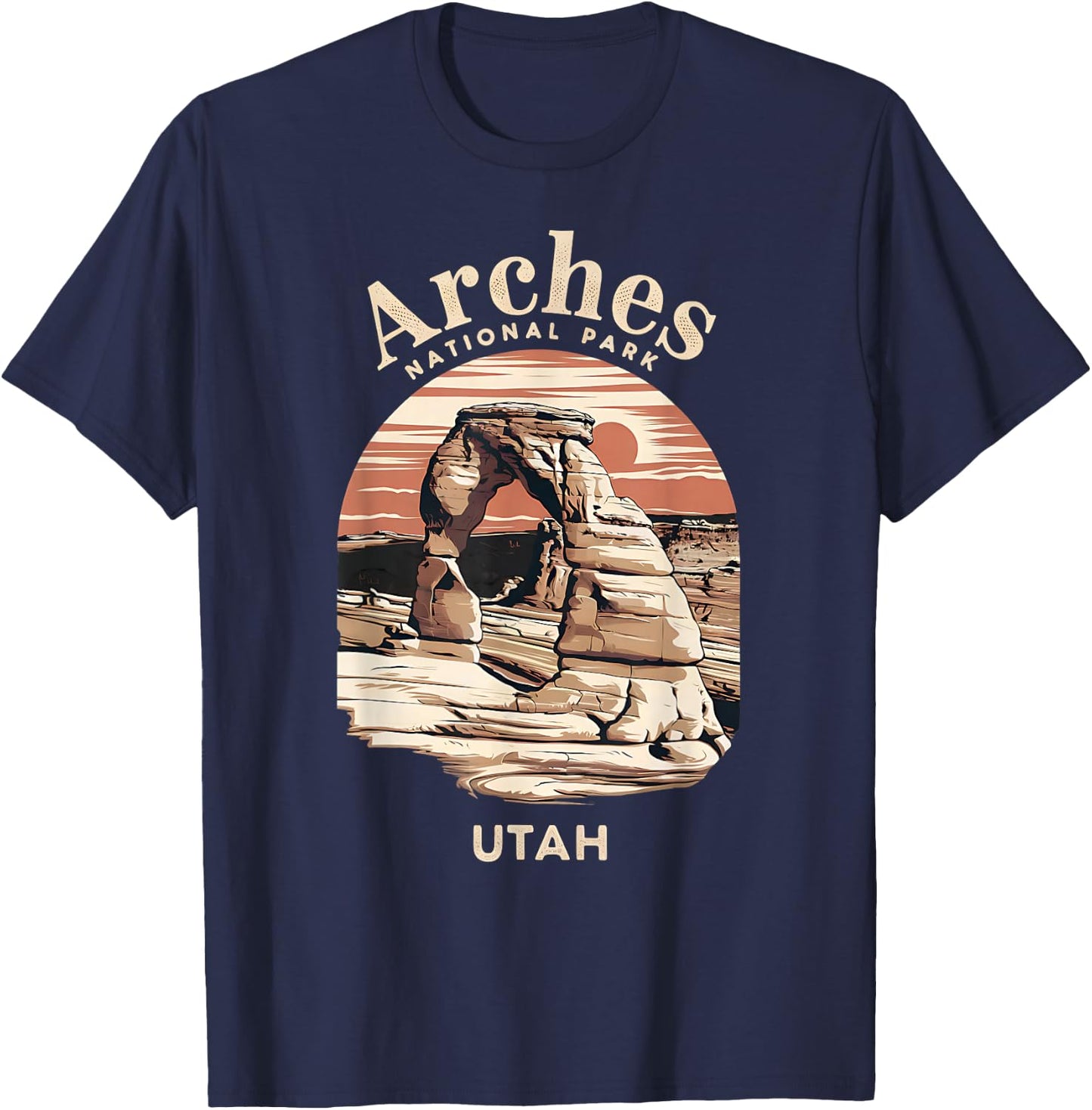 Stunning Desert Landscape Arches National Park Utah T-Shirt - T-Shirt | Navy