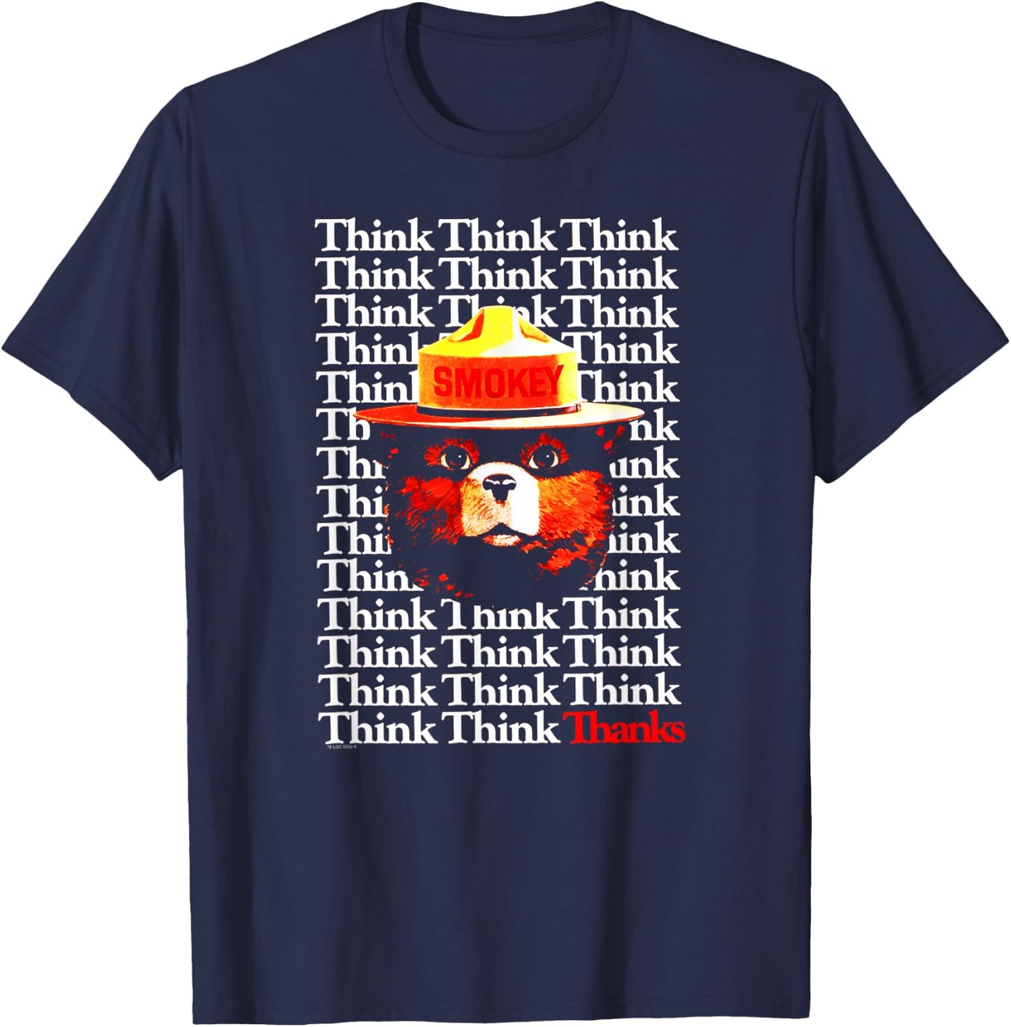 Smokey Bear Think Think Thanks T-Shirt - T-Shirt | Navy