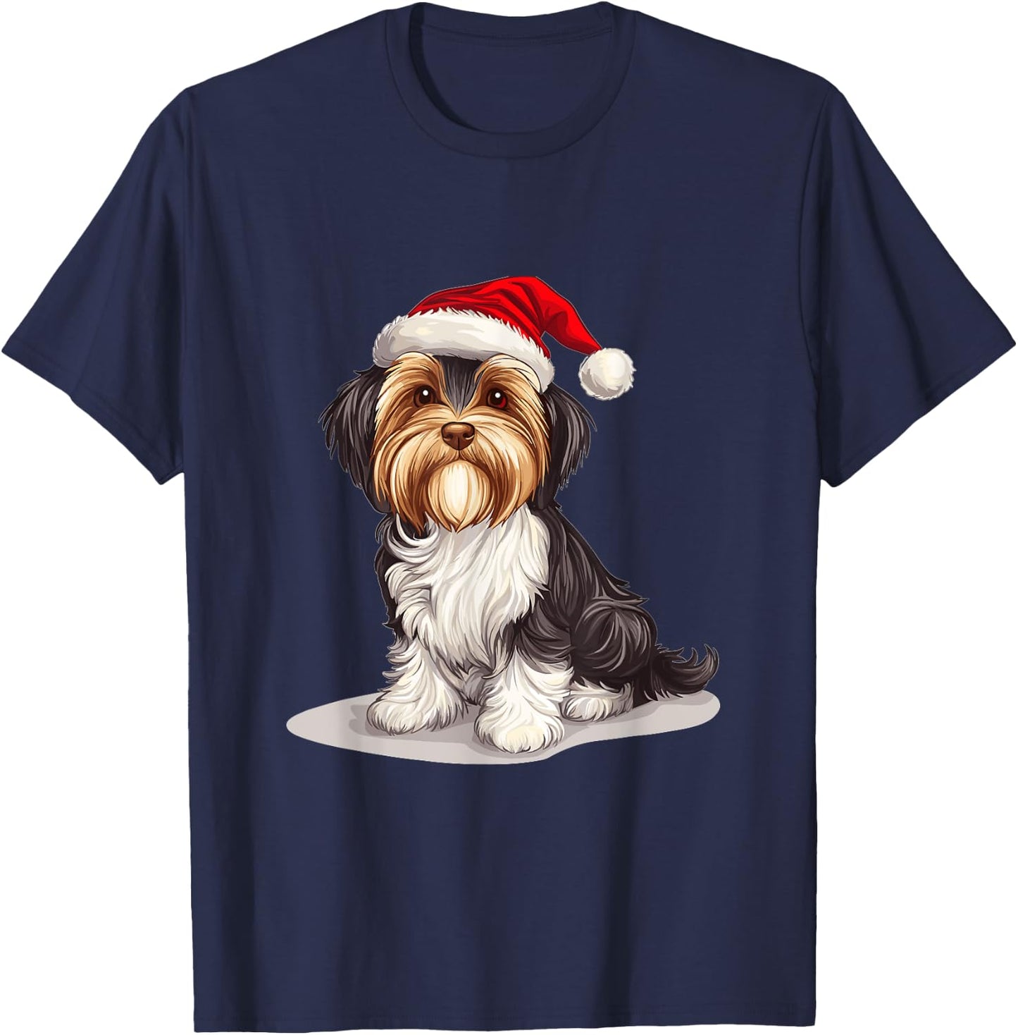 Cute Biewer Terrier Dog Christmas Merry X-mas Graphic Men Women Kids T-Shirt - T-Shirt | Navy