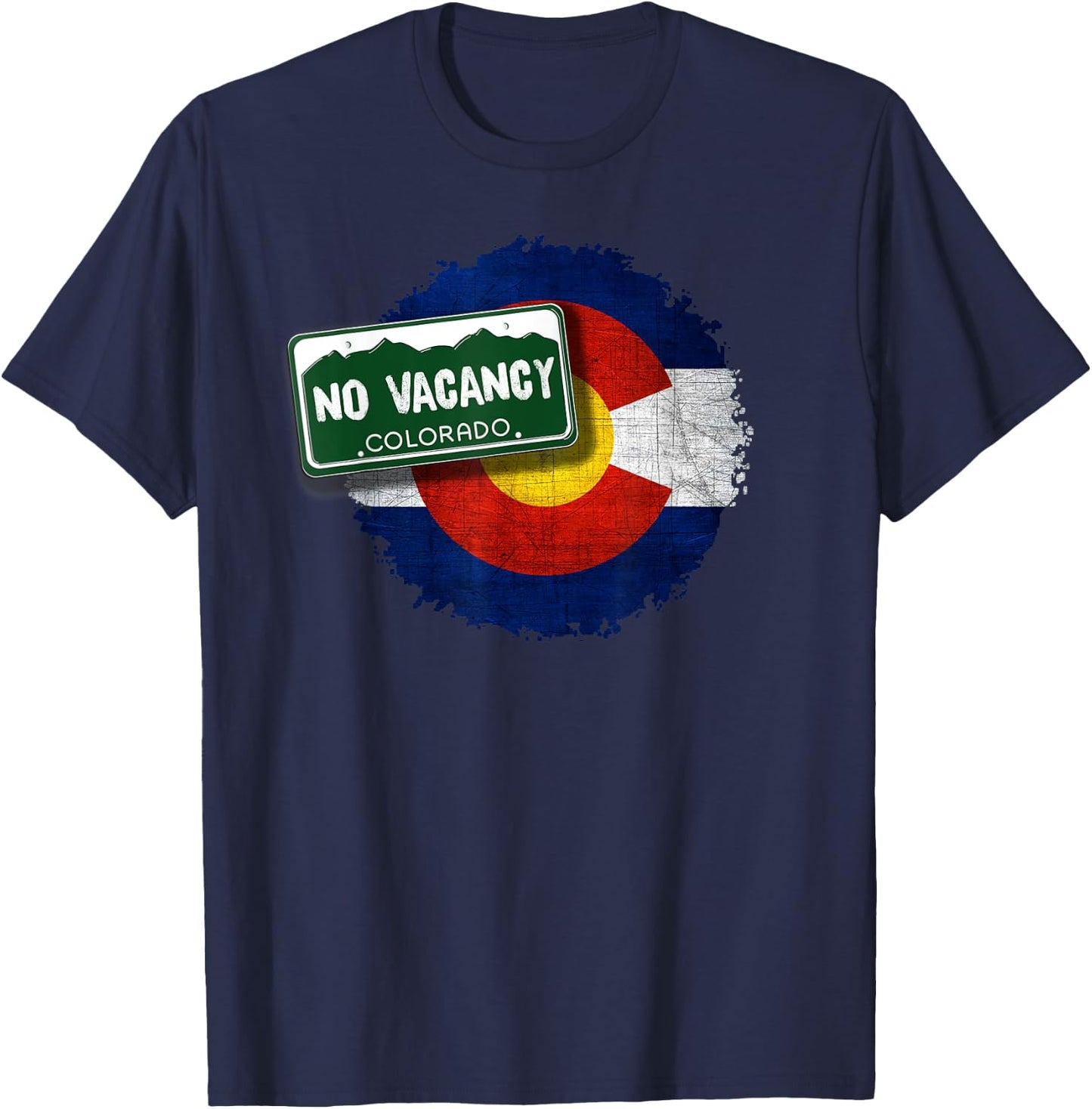 No Vacancy License Plate Colorado Flag T-Shirt - T-Shirt | Navy