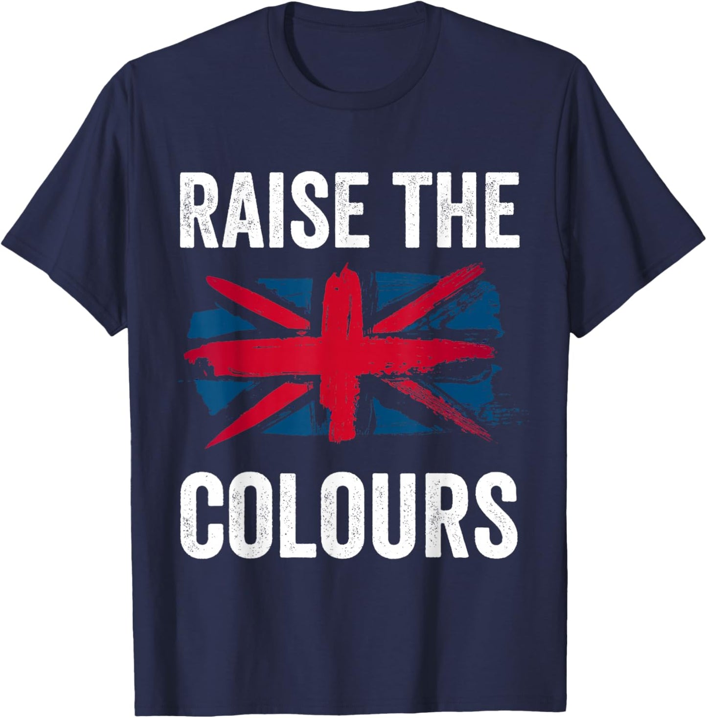 Raise The Colours British Flag Graphic Union Jack England T-Shirt - T-Shirt | Navy