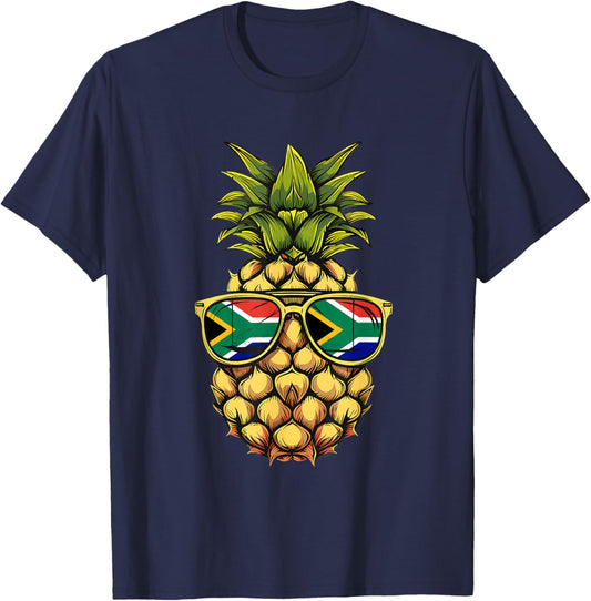 South Africa Flag Heart South African Pride Pineapple T-Shirt - T-Shirt | Navy