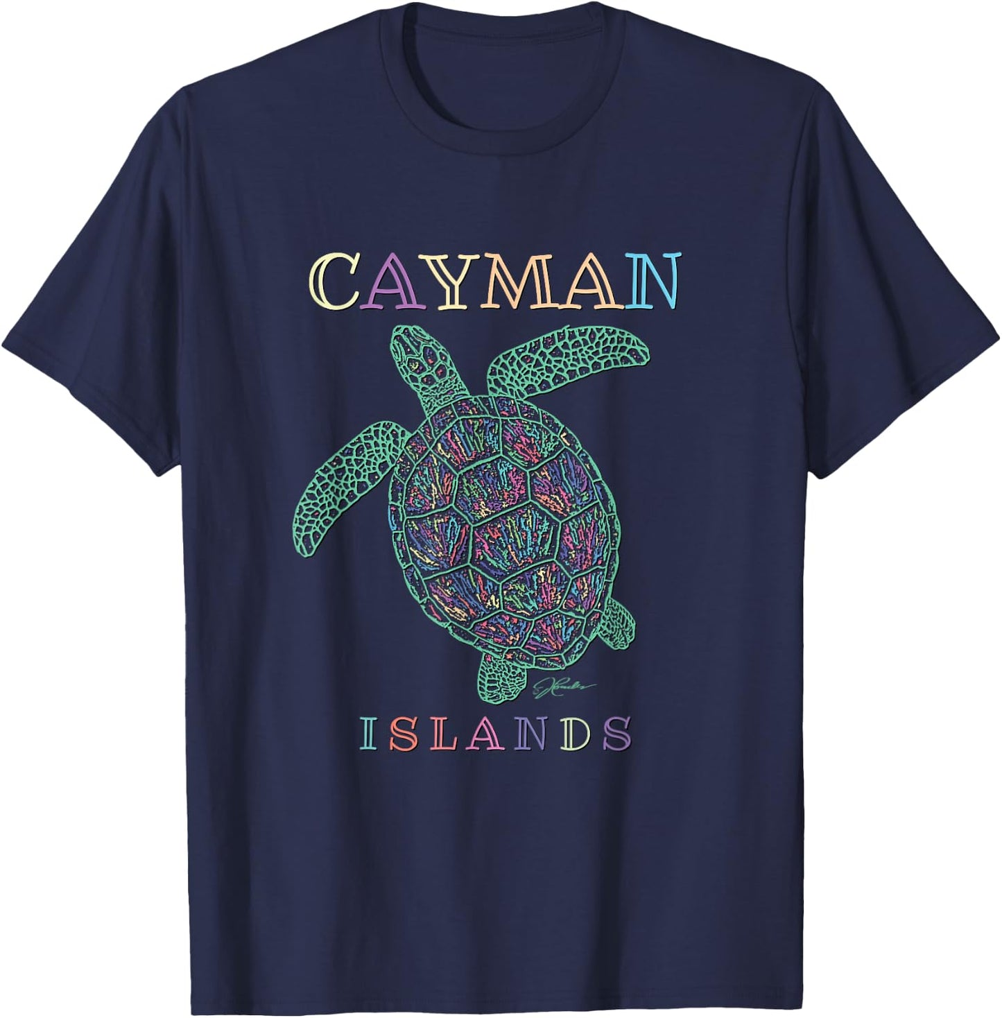 JCombs: Cayman Islands Sea Turtle T-Shirt - T-Shirt | Navy
