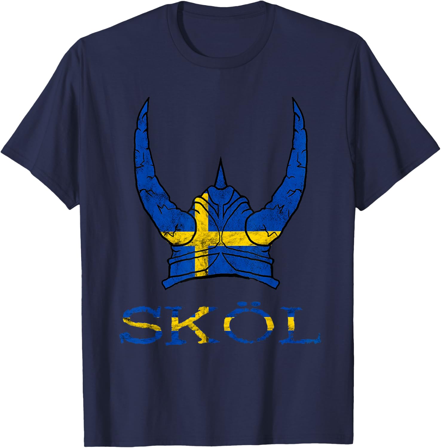 Sköl Swedish Viking Helmet Sweden Nordmann Swede T-Shirt - T-Shirt | Navy